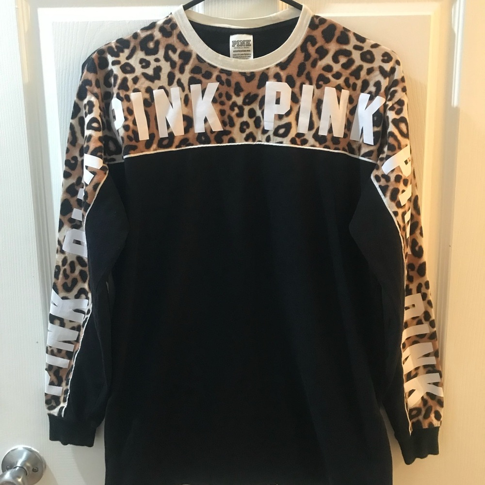 Victoria's Secret Pink Leopard & Black Campus Long Sleeve Shirt - Women’s XS